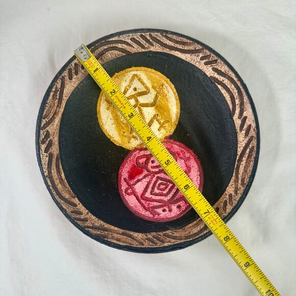 Beautiful Taino Style Decorative Clay Hanging Bowl Monkey Lizard Native American - Picture 6 of 6